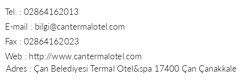 an Belediyesi Termal Otel & Spa telefon numaralar, faks, e-mail, posta adresi ve iletiim bilgileri